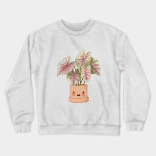 Cute Plant Illustration,Caladium Summer Breeze Illustration Crewneck Sweatshirt